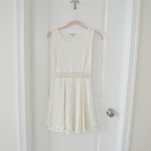 White Crochet Fit and Flare Mini Dress